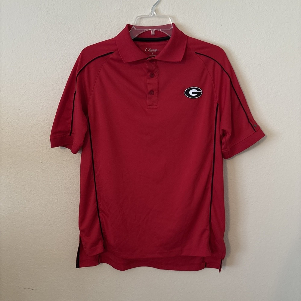 Chiliwear Men's Georgia‎ Bulldogs Short Sleeve Polo Shirt Small Red Embroidered